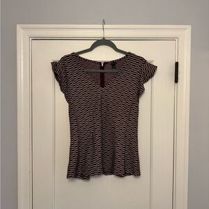 Ann Taylor Burgundy Patterned Blouse